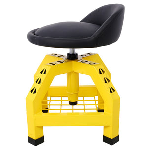 English Elm Pneumatic Swivel Rolling Mechanics Stool with Foam Cushion and Heavy Duty Shop Casters Yellow W46590153