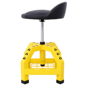 English Elm Pneumatic Swivel Rolling Mechanics Stool with Foam Cushion and Heavy Duty Shop Casters Yellow W46590153