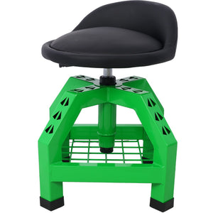 English Elm Pneumatic Rolling Mechanics Stool with Swivel Seat Foam Cushion and Steel Shop Frame W46590154