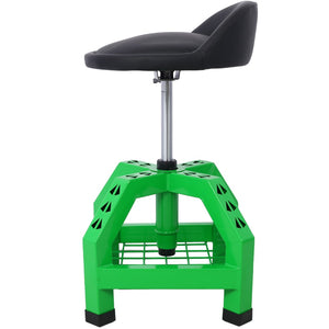 English Elm Pneumatic Rolling Mechanics Stool with Swivel Seat Foam Cushion and Steel Shop Frame W46590154