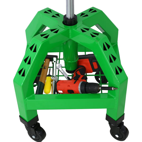 English Elm Pneumatic Rolling Mechanics Stool with Swivel Seat Foam Cushion and Steel Shop Frame W46590154