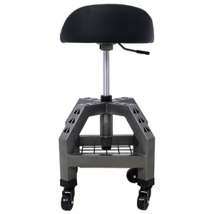 English Elm Pneumatic Swivel Rolling Mechanics Stool with Foam Cushion and Heavy Duty Shop Casters Gray W46590155