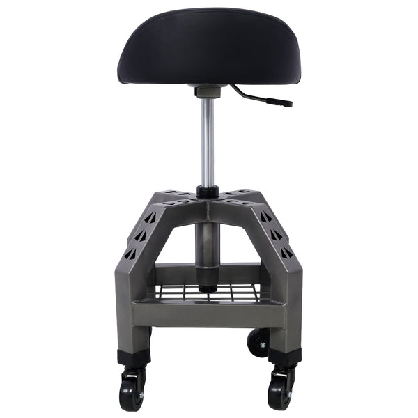 English Elm Pneumatic Swivel Rolling Mechanics Stool with Foam Cushion and Heavy Duty Shop Casters Gray W46590155