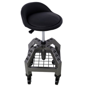 English Elm Pneumatic Swivel Rolling Mechanics Stool with Foam Cushion and Heavy Duty Shop Casters Gray W46590155