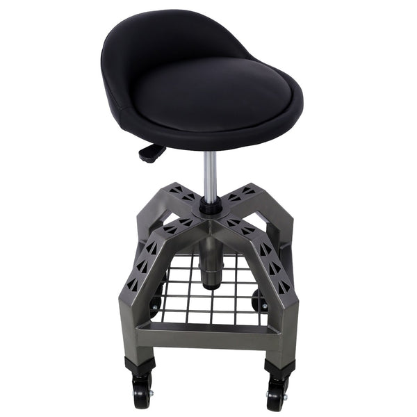 English Elm Pneumatic Swivel Rolling Mechanics Stool with Foam Cushion and Heavy Duty Shop Casters Gray W46590155