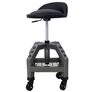English Elm Pneumatic Swivel Rolling Mechanics Stool with Foam Cushion and Heavy Duty Shop Casters Gray W46590155