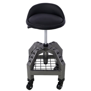 English Elm Pneumatic Swivel Rolling Mechanics Stool with Foam Cushion and Heavy Duty Shop Casters Gray W46590155