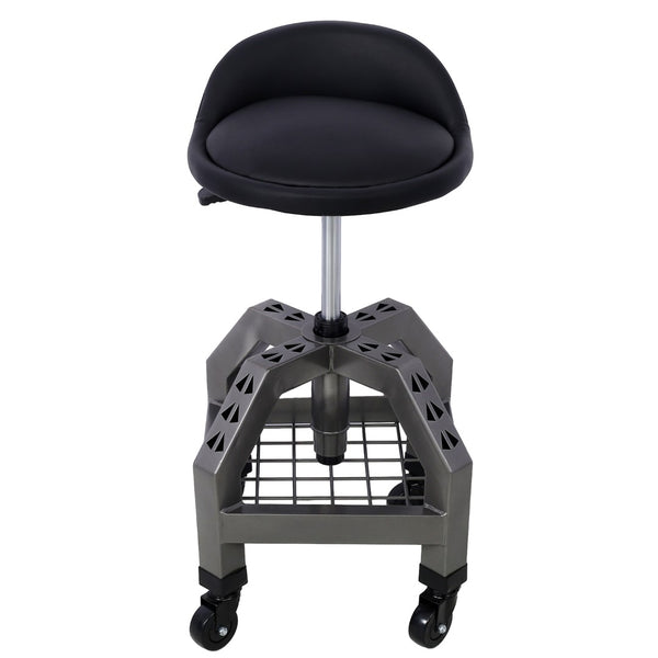 English Elm Pneumatic Swivel Rolling Mechanics Stool with Foam Cushion and Heavy Duty Shop Casters Gray W46590155