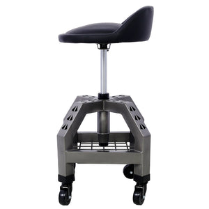 English Elm Pneumatic Swivel Rolling Mechanics Stool with Foam Cushion and Heavy Duty Shop Casters Gray W46590155