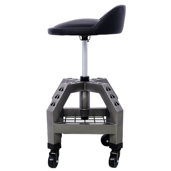 English Elm Pneumatic Swivel Rolling Mechanics Stool with Foam Cushion and Heavy Duty Shop Casters Gray W46590155