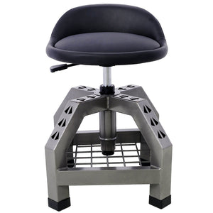 English Elm Pneumatic Swivel Rolling Mechanics Stool with Foam Cushion and Heavy Duty Shop Casters Gray W46590155