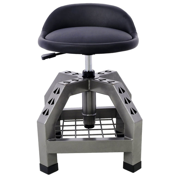 English Elm Pneumatic Swivel Rolling Mechanics Stool with Foam Cushion and Heavy Duty Shop Casters Gray W46590155