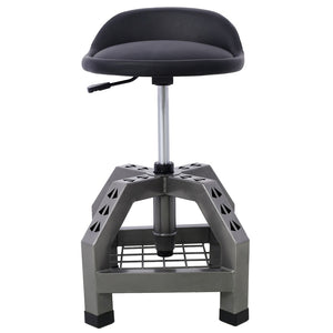 English Elm Pneumatic Swivel Rolling Mechanics Stool with Foam Cushion and Heavy Duty Shop Casters Gray W46590155