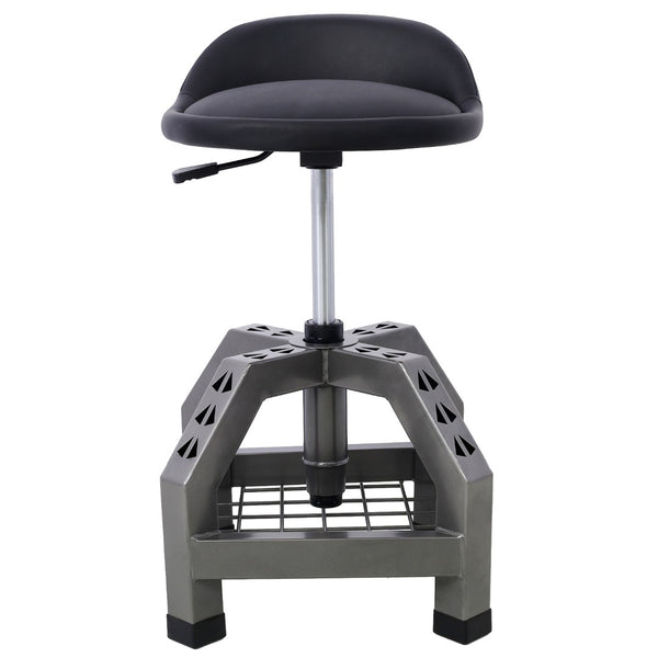 English Elm Pneumatic Swivel Rolling Mechanics Stool with Foam Cushion and Heavy Duty Shop Casters Gray W46590155