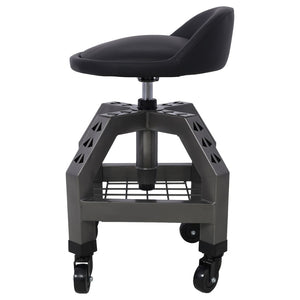 English Elm Pneumatic Swivel Rolling Mechanics Stool with Foam Cushion and Heavy Duty Shop Casters Gray W46590155