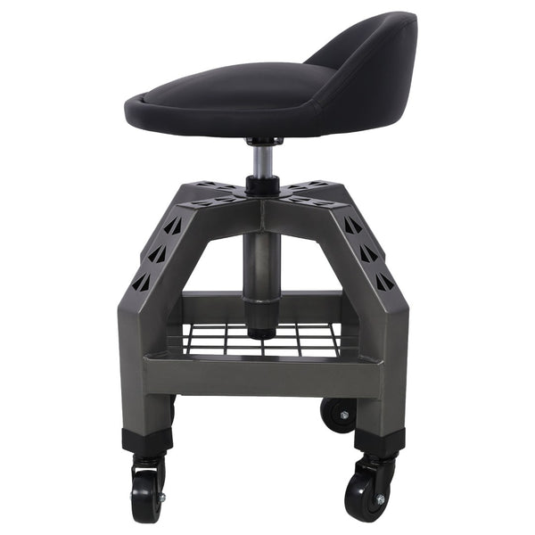 English Elm Pneumatic Swivel Rolling Mechanics Stool with Foam Cushion and Heavy Duty Shop Casters Gray W46590155