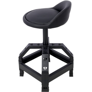 English Elm Pneumatic Mechanic Rolling Stool with Swivel Seat Wire Shelf and Heavy Gauge Steel Frame Black W46590157