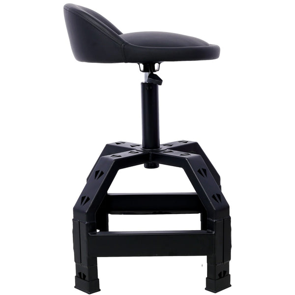 English Elm Pneumatic Mechanic Rolling Stool with Swivel Seat Wire Shelf and Heavy Gauge Steel Frame Black W46590157