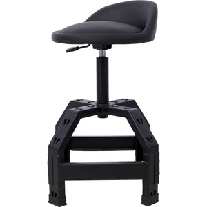 English Elm Pneumatic Mechanic Rolling Stool with Swivel Seat Wire Shelf and Heavy Gauge Steel Frame Black W46590157