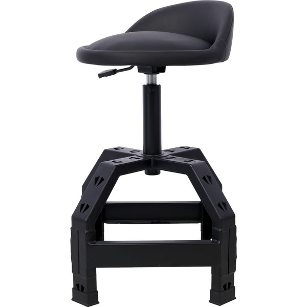 English Elm Pneumatic Mechanic Rolling Stool with Swivel Seat Wire Shelf and Heavy Gauge Steel Frame Black W46590157