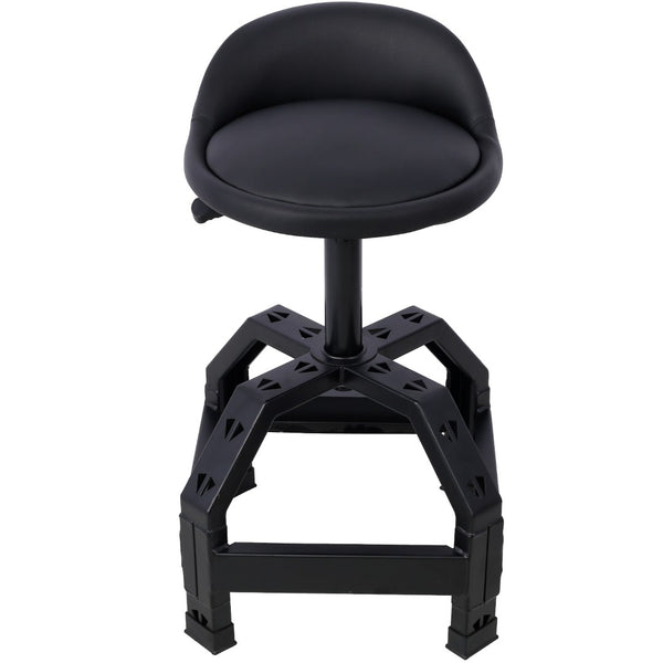 English Elm Pneumatic Mechanic Rolling Stool with Swivel Seat Wire Shelf and Heavy Gauge Steel Frame Black W46590157