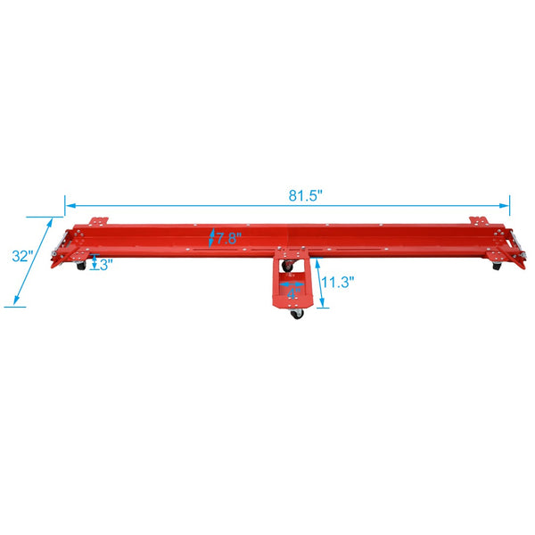 English Elm Motorcycle Dolly Heavy Duty Steel Garage Storage Mover with Six Swivel Casters Red W46594604