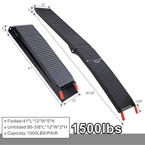 English Elm Truck Loading Ramps Folding Aluminum Alloy Non-slip 1500 Lb Capacity Atv Utv Pickup W465P144246