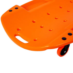 English Elm Plastic Mechanic Creeper Blow Molded Hdpe Body Padded Headrest Dual Tool Trays 440 Lb Orange W465P144539