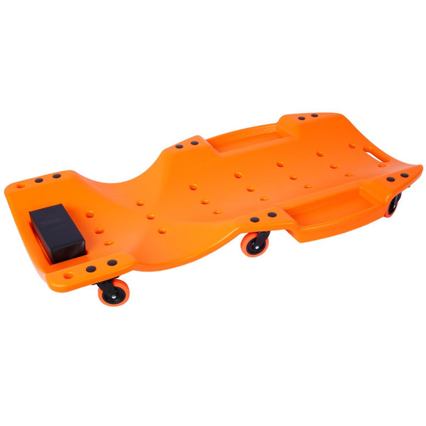 English Elm Plastic Mechanic Creeper Blow Molded Hdpe Body Padded Headrest Dual Tool Trays 440 Lb Orange W465P144539