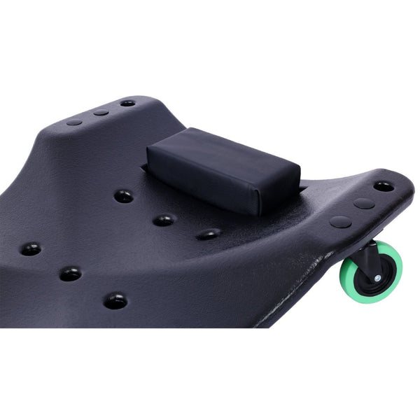 English Elm Plastic Mechanic Creeper Blow Molded Hdpe Body Padded Headrest Dual Tool Trays 440 Lb Black W465P144540