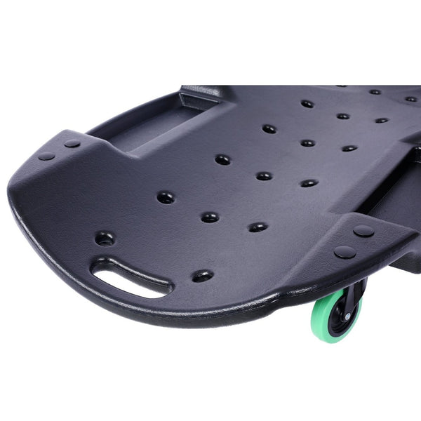 English Elm Plastic Mechanic Creeper Blow Molded Hdpe Body Padded Headrest Dual Tool Trays 440 Lb Black W465P144540