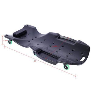 English Elm Plastic Mechanic Creeper Blow Molded Hdpe Body Padded Headrest Dual Tool Trays 440 Lb Black W465P144540