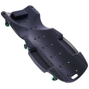 English Elm Plastic Mechanic Creeper Blow Molded Hdpe Body Padded Headrest Dual Tool Trays 440 Lb Black W465P144540