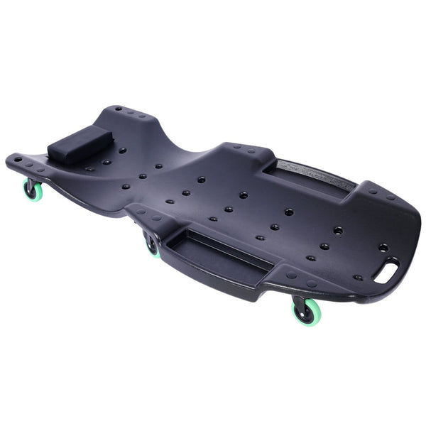 English Elm Plastic Mechanic Creeper Blow Molded Hdpe Body Padded Headrest Dual Tool Trays 440 Lb Black W465P144540
