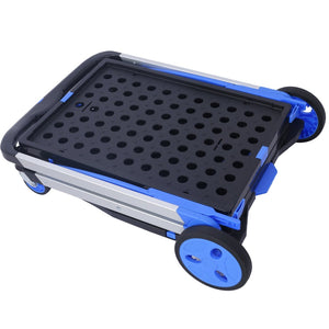 English Elm Collapsible Utility Cart Two Tier Aluminum Steel Frame Foldable Shopping Hauler W465P145345