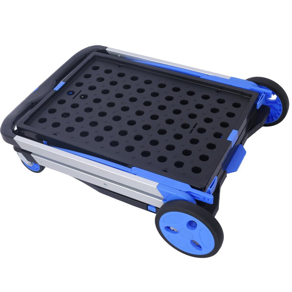 English Elm Collapsible Utility Cart Two Tier Aluminum Steel Frame Foldable Shopping Hauler W465P145345