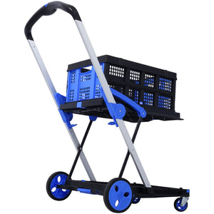 English Elm Collapsible Utility Cart Two Tier Aluminum Steel Frame Foldable Shopping Hauler W465P145345