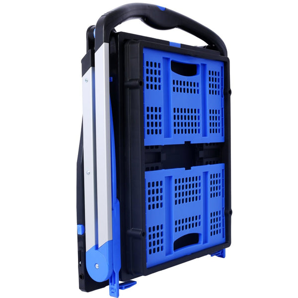 English Elm Collapsible Utility Cart Two Tier Aluminum Steel Frame Foldable Shopping Hauler W465P145345