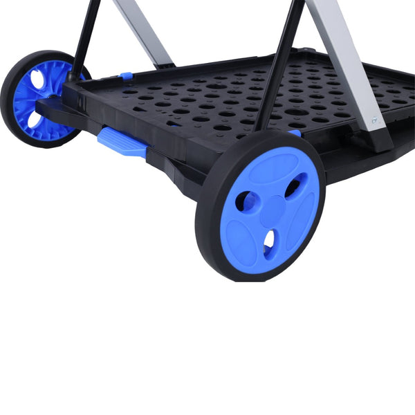 English Elm Collapsible Utility Cart Two Tier Aluminum Steel Frame Foldable Shopping Hauler W465P145345