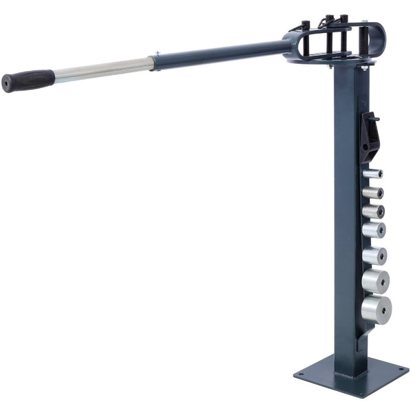 English Elm Pedestal Floor Mount Metal Bender with 7 Round Dies and Powder Coated Steel Frame Gray W465P145718