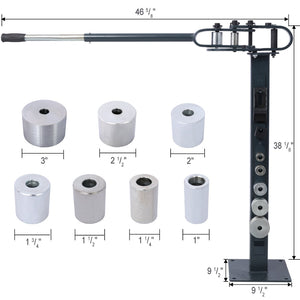English Elm Pedestal Floor Mount Metal Bender with 7 Round Dies and Powder Coated Steel Frame Gray W465P145718