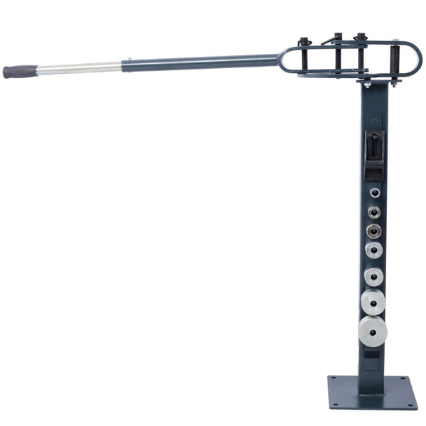 English Elm Pedestal Floor Mount Metal Bender with 7 Round Dies and Powder Coated Steel Frame Gray W465P145718
