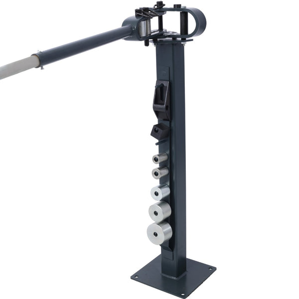 English Elm Pedestal Floor Mount Metal Bender with 7 Round Dies and Powder Coated Steel Frame Gray W465P145718