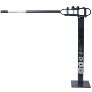 English Elm Pedestal Floor Mount Metal Bender with 7 Round Dies and Powder Coated Steel Frame Gray W465P145718