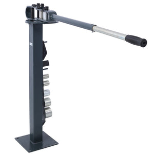 English Elm Pedestal Floor Mount Metal Bender with 7 Round Dies and Powder Coated Steel Frame Gray W465P145718