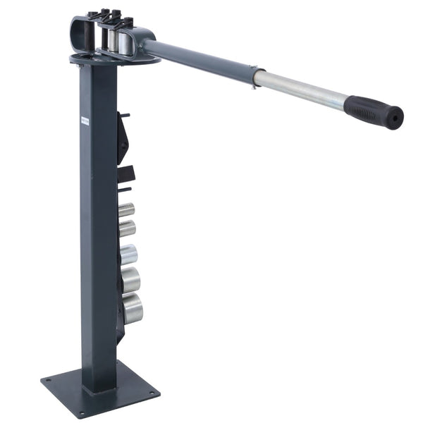 English Elm Pedestal Floor Mount Metal Bender with 7 Round Dies and Powder Coated Steel Frame Gray W465P145718
