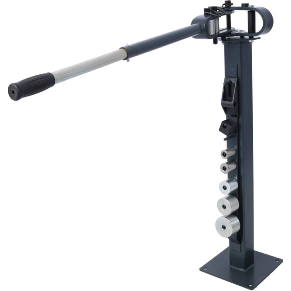 English Elm Pedestal Floor Mount Metal Bender with 7 Round Dies and Powder Coated Steel Frame Gray W465P145718