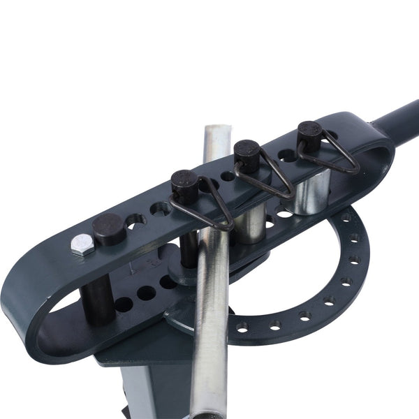 English Elm Pedestal Floor Mount Metal Bender with 7 Round Dies and Powder Coated Steel Frame Gray W465P145718