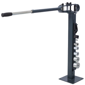 English Elm Pedestal Floor Mount Metal Bender with 7 Round Dies and Powder Coated Steel Frame Gray W465P145718