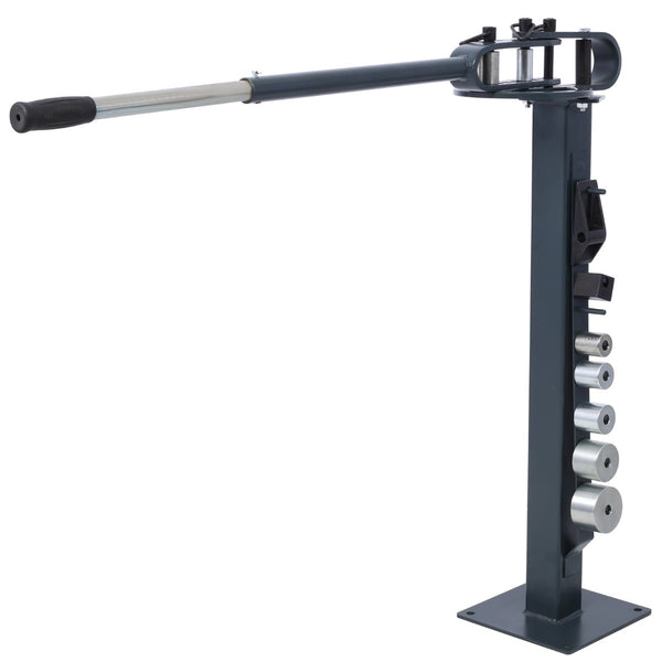 English Elm Pedestal Floor Mount Metal Bender with 7 Round Dies and Powder Coated Steel Frame Gray W465P145718